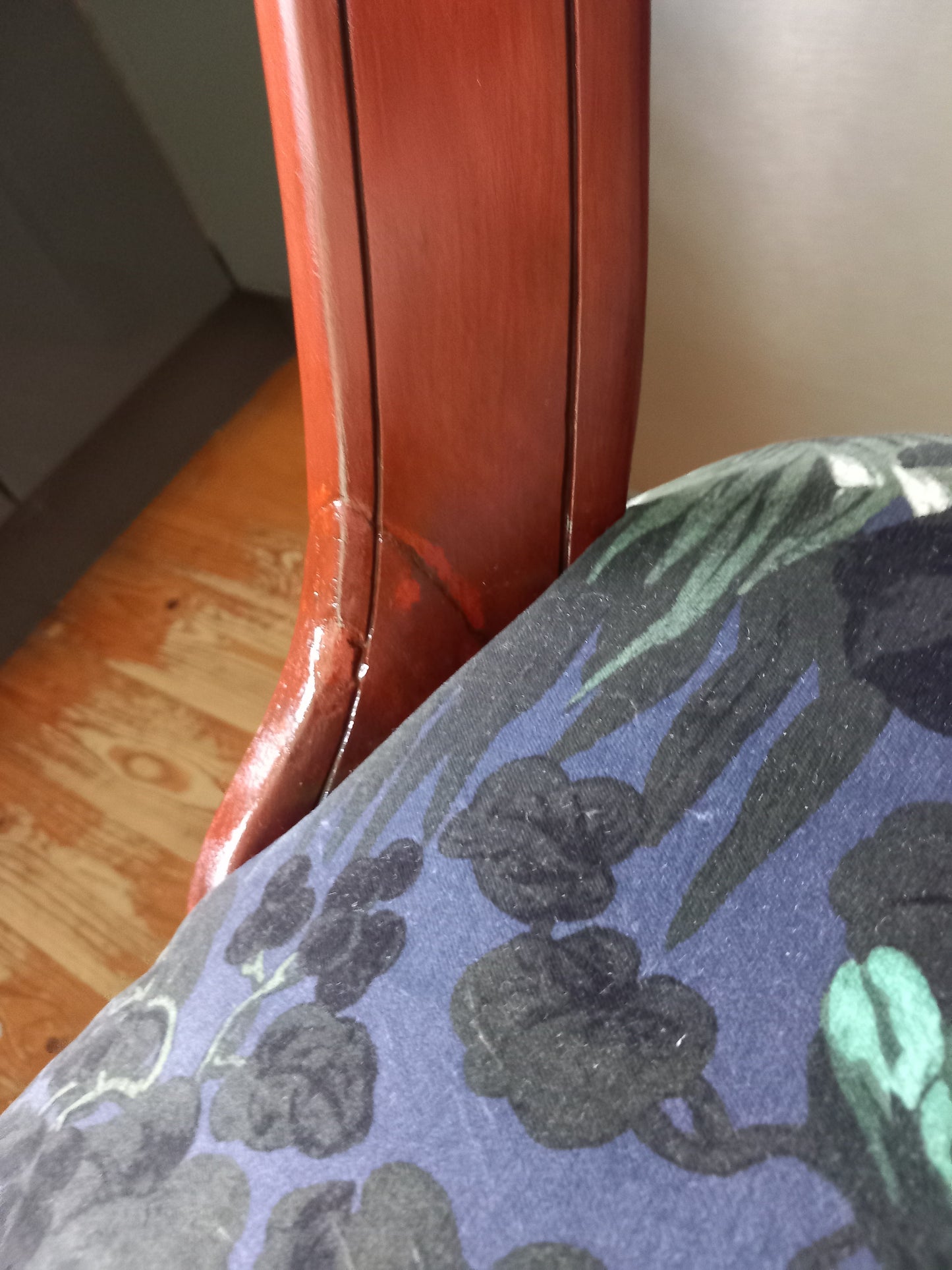 Victorian Mahoganay real wood chair reupholstered with blue House of Hackney velvet Limerence fabric