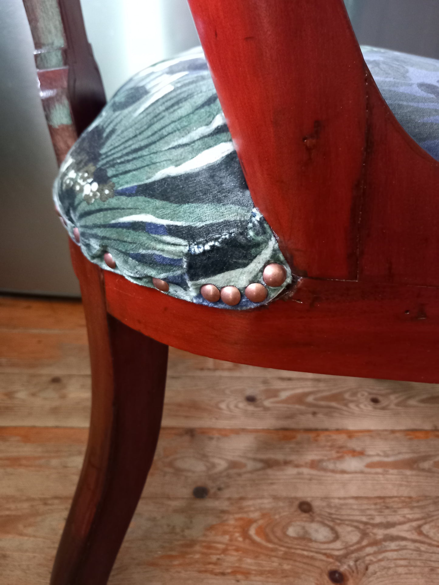 Victorian Mahoganay real wood chair reupholstered with blue House of Hackney velvet Limerence fabric