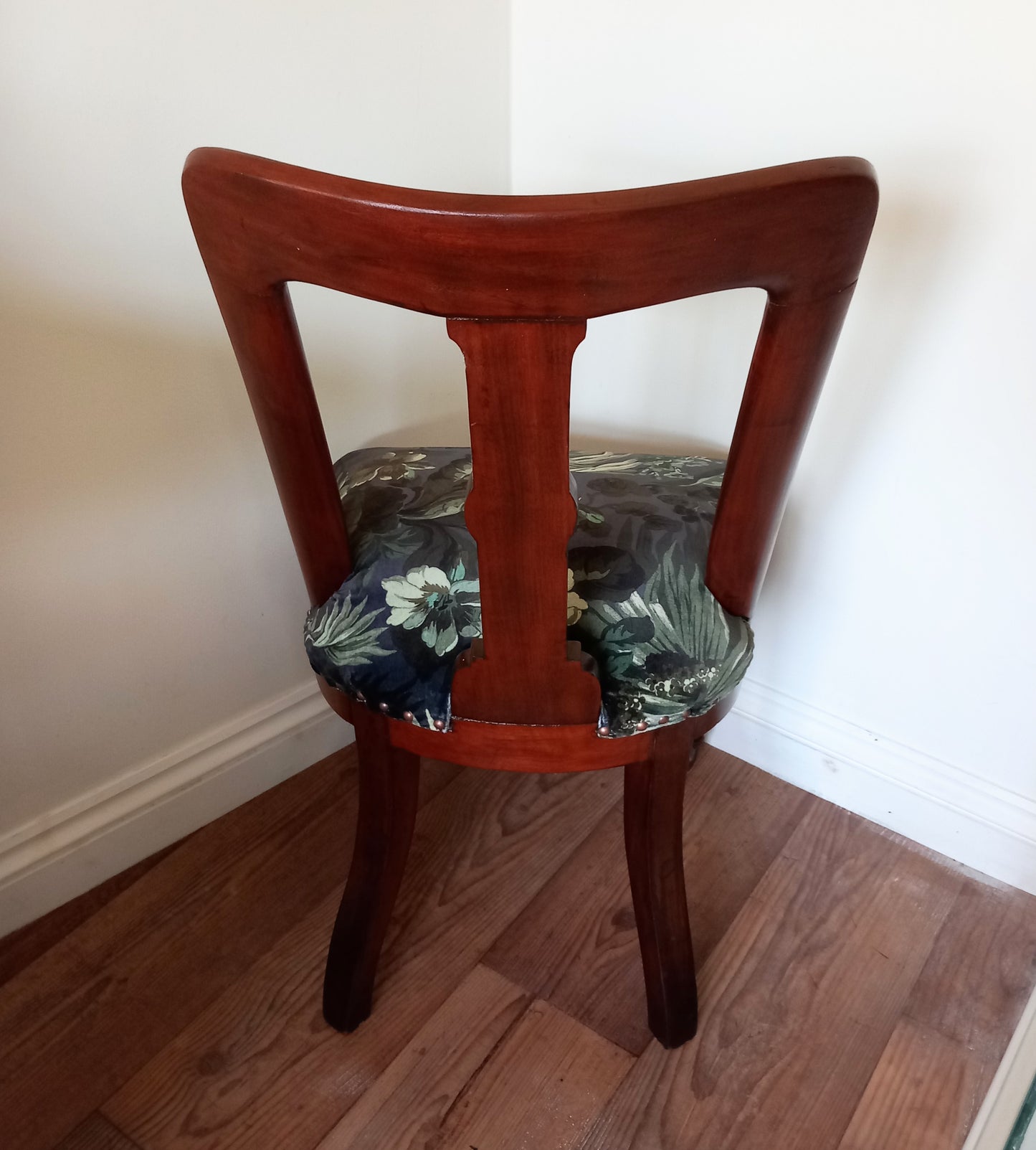 Victorian Mahoganay real wood chair reupholstered with blue House of Hackney velvet Limerence fabric