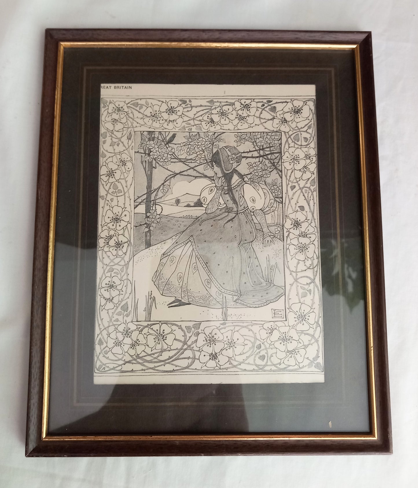 Framed Antique Arts & Crafts Print 'The Song' By Ethel Larcombe Real Wood Frame