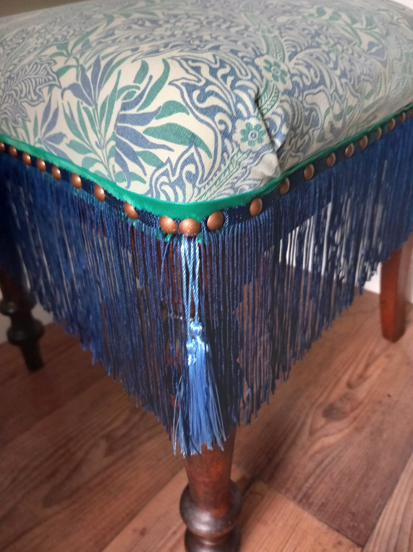 Victorian Balloon Back Chair Reupholstered With Blue Jasper Conran Habitat Medura Fabric