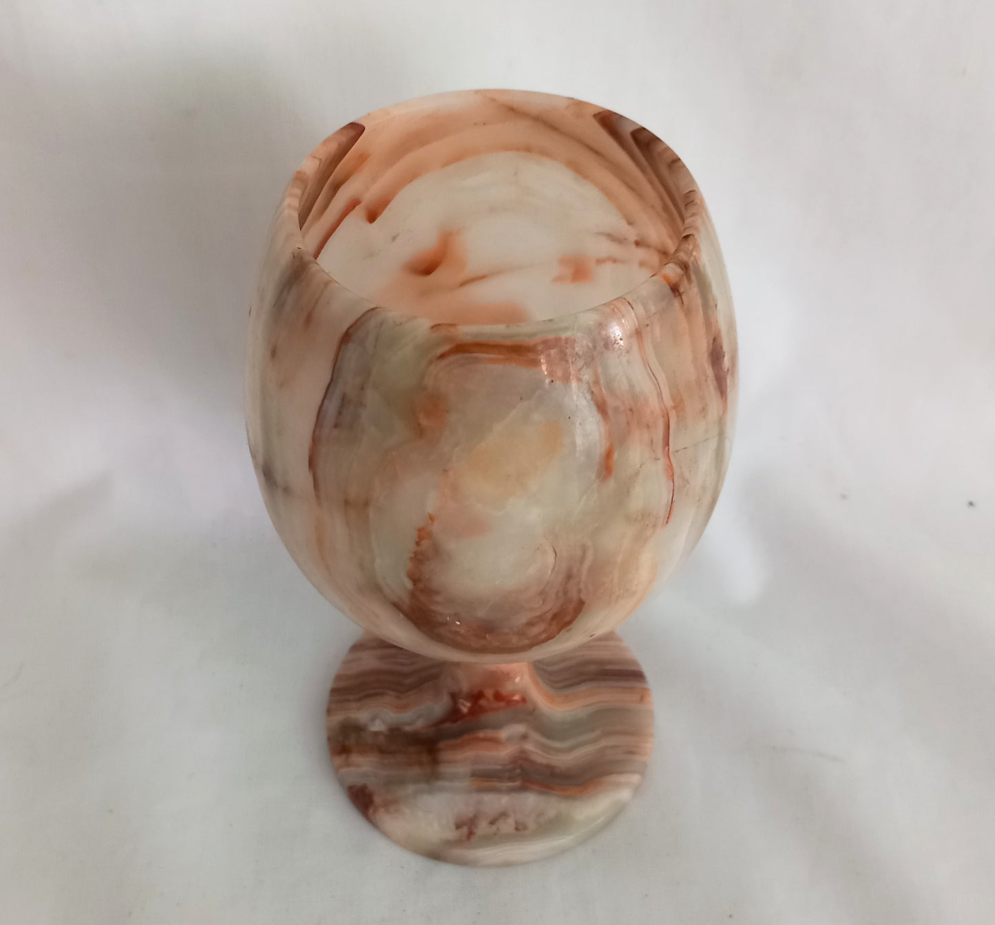 Mid century 1970s green and orange onyx stone goblet wine glass