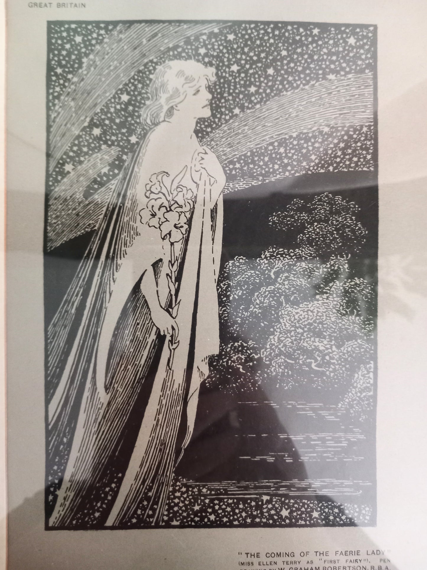 Framed Edwardian print 'The Coming Of The Faerie Lady' by G Robertson RBA