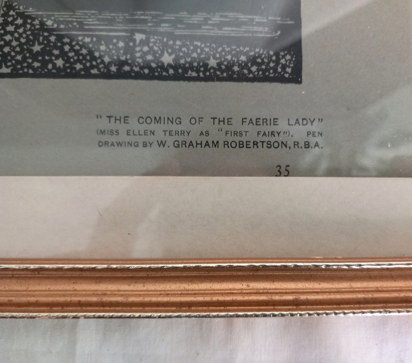 Framed Edwardian print 'The Coming Of The Faerie Lady' by G Robertson RBA