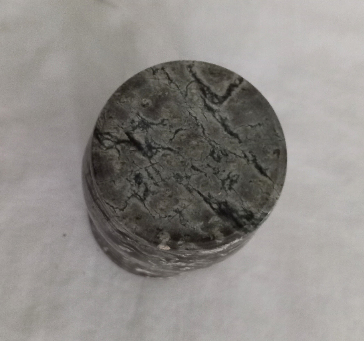 Grey mottled serpentine real polished stone vase 5"