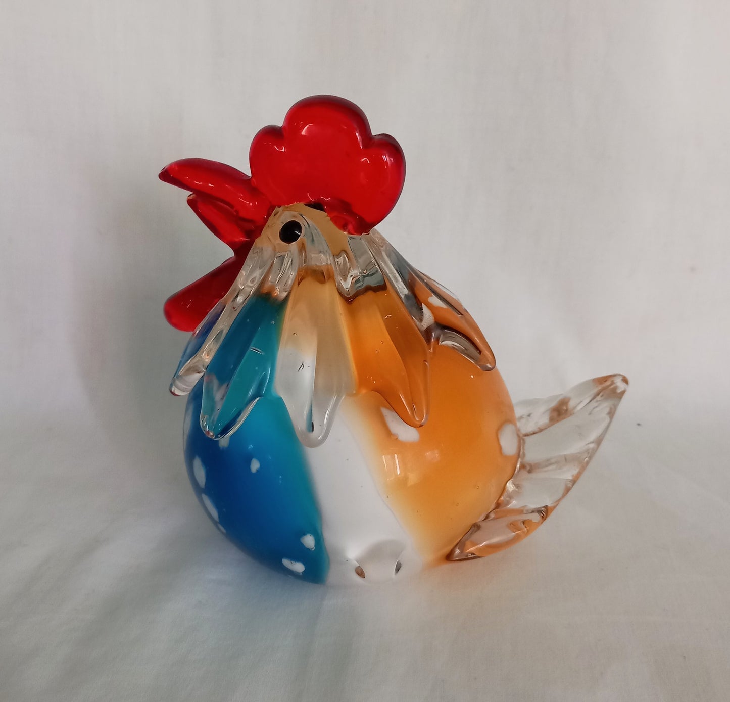 Hand blown art glass Murano style chicken paperweight