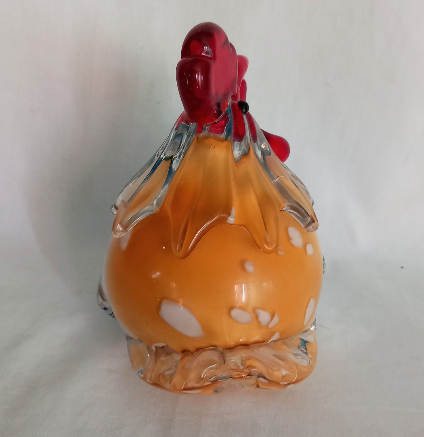 Hand blown art glass Murano style chicken paperweight