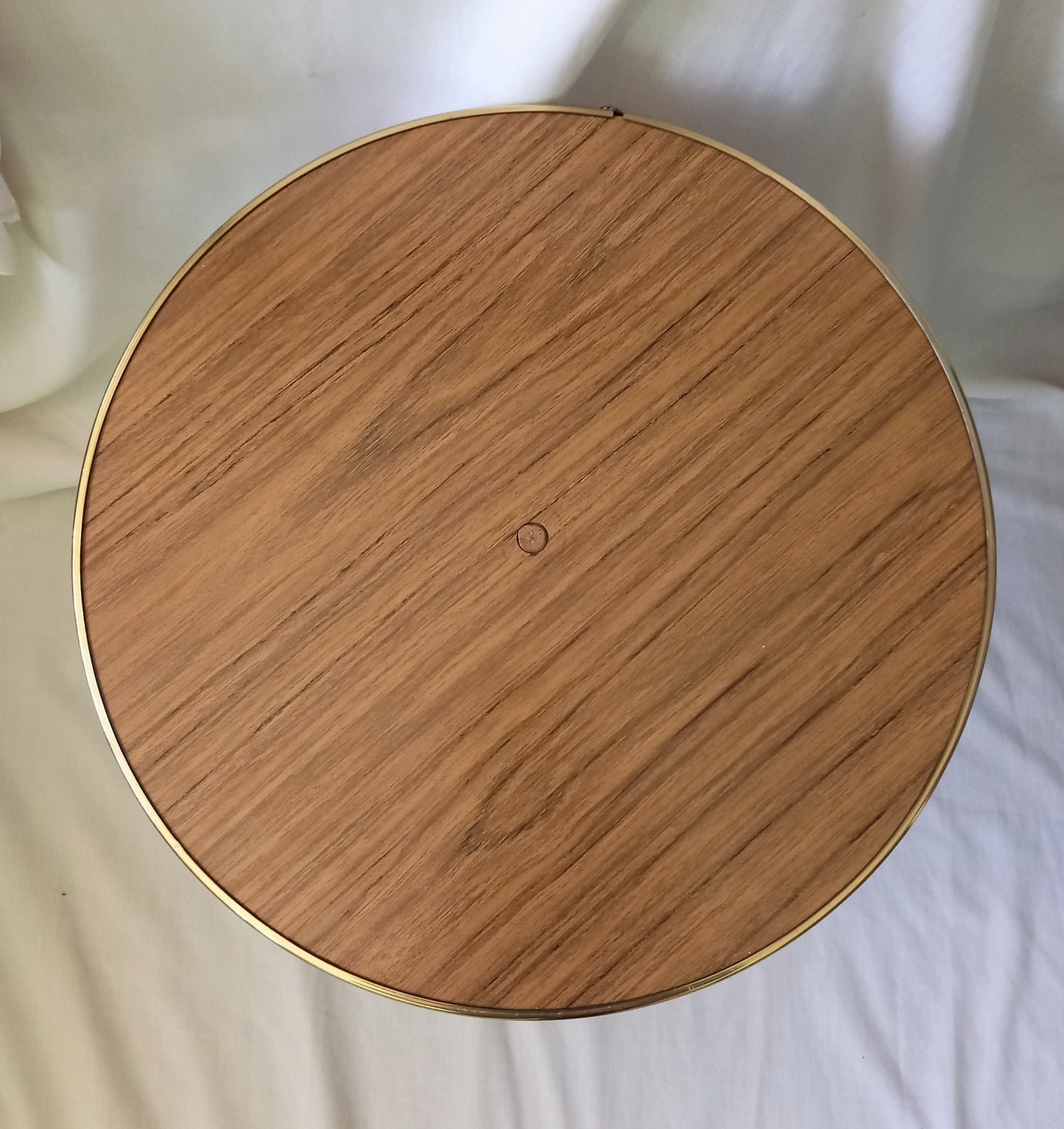 Vintage Mid Century Round Coffee Side Table Plant Stand With Tapered Legs