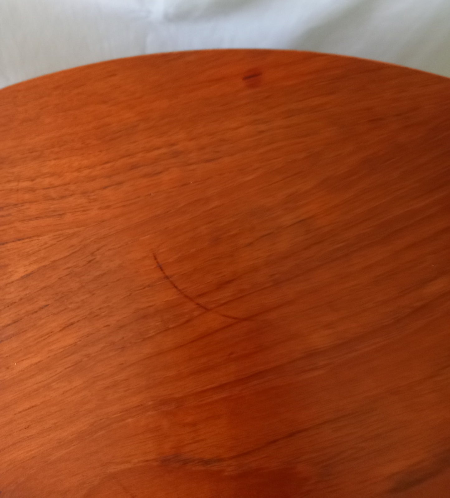 Mid Century real wood round coffee table with tapered legs