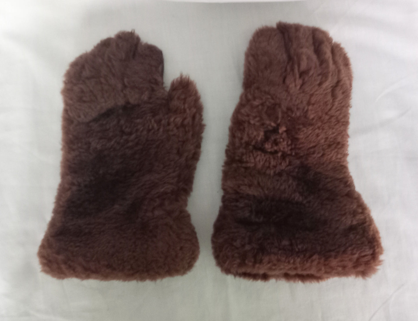 1960s brown real leather and sheepskin shearling gloves M L