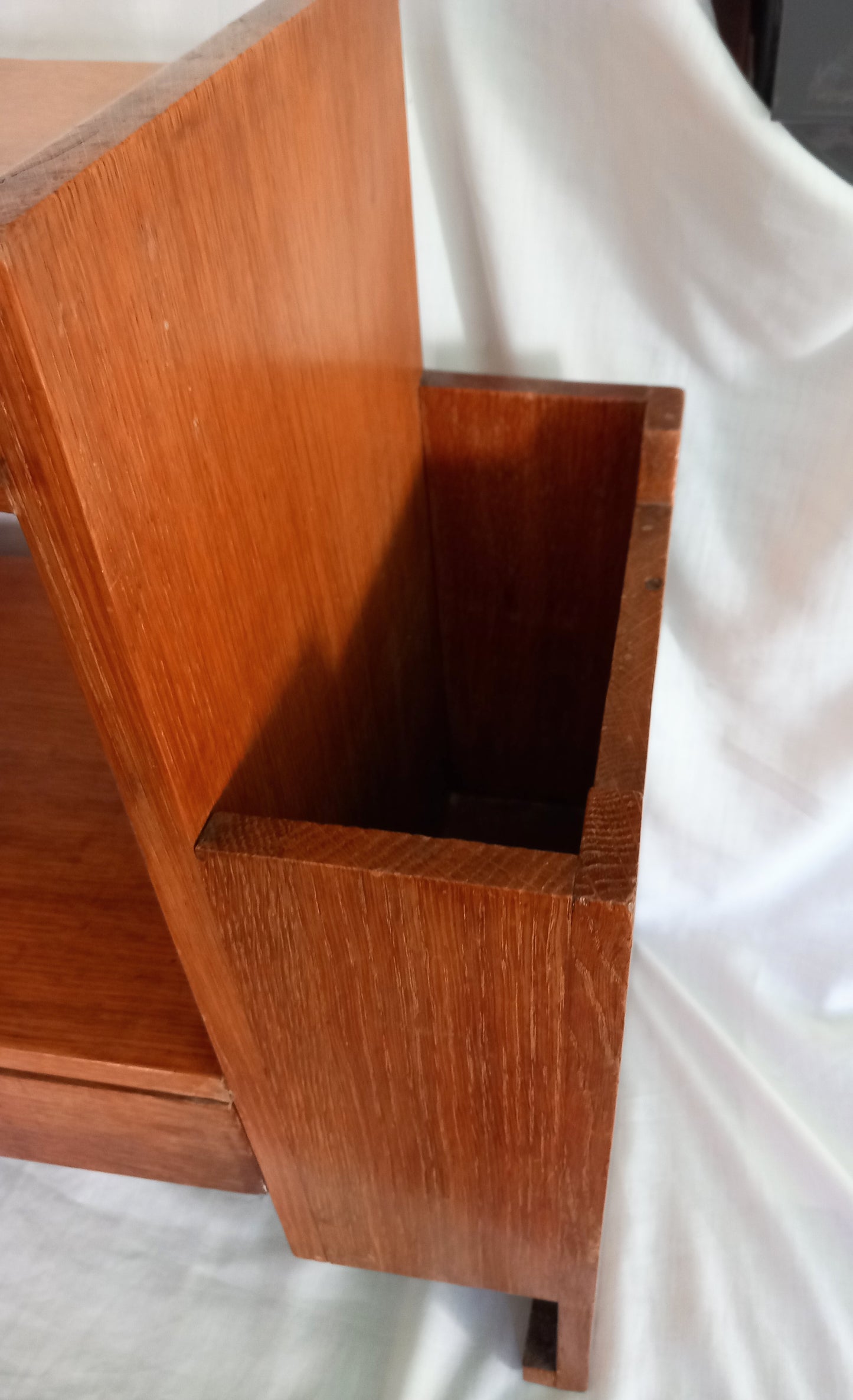 Mid Century real wood coffee table with magazine racks & drawer