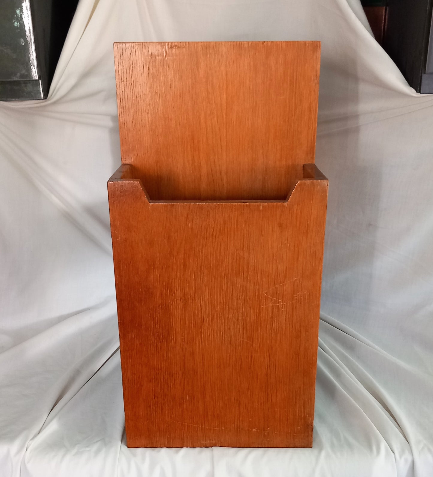 Mid Century real wood coffee table with magazine racks & drawer