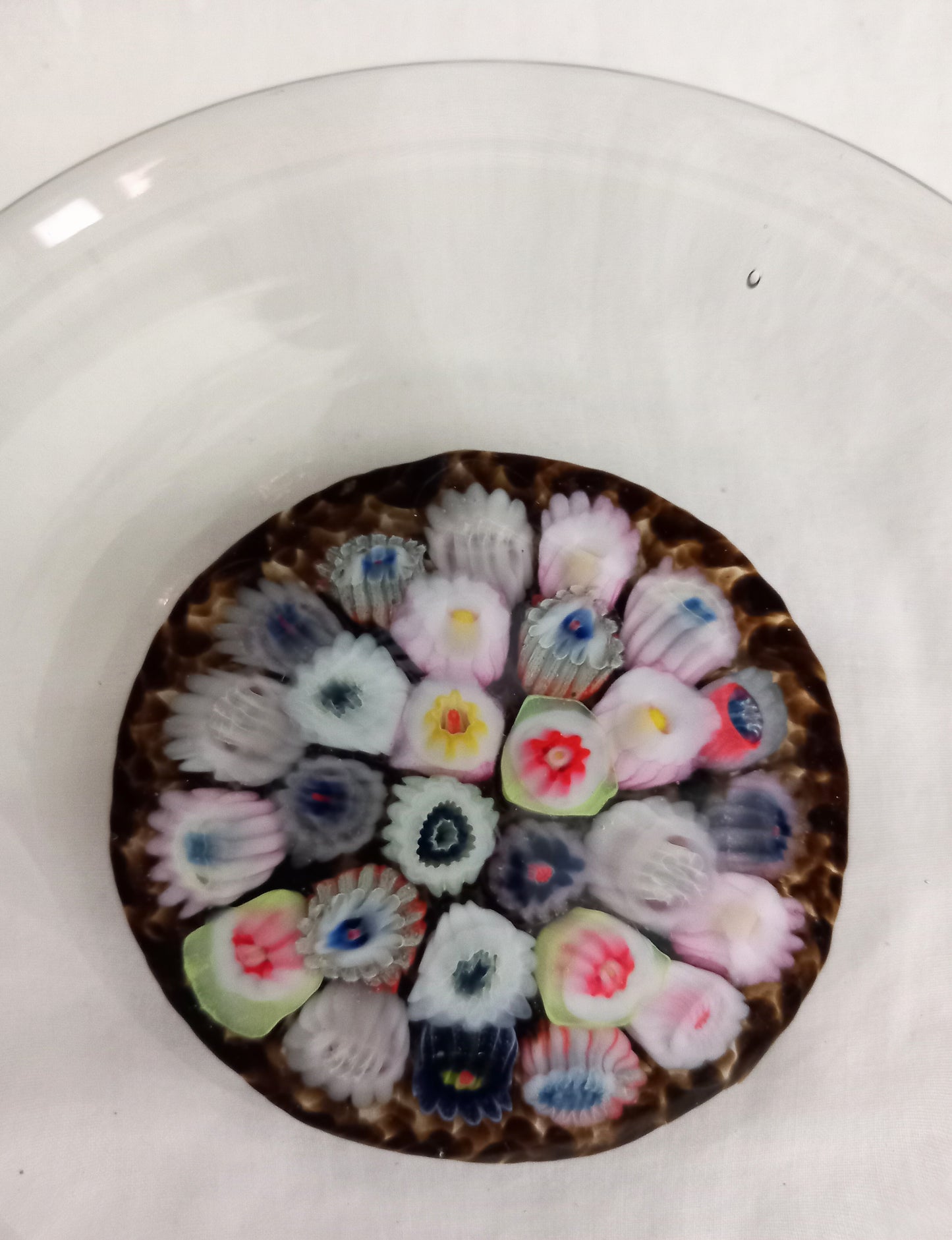 Murano style millefiori cane hand blown glass bowl