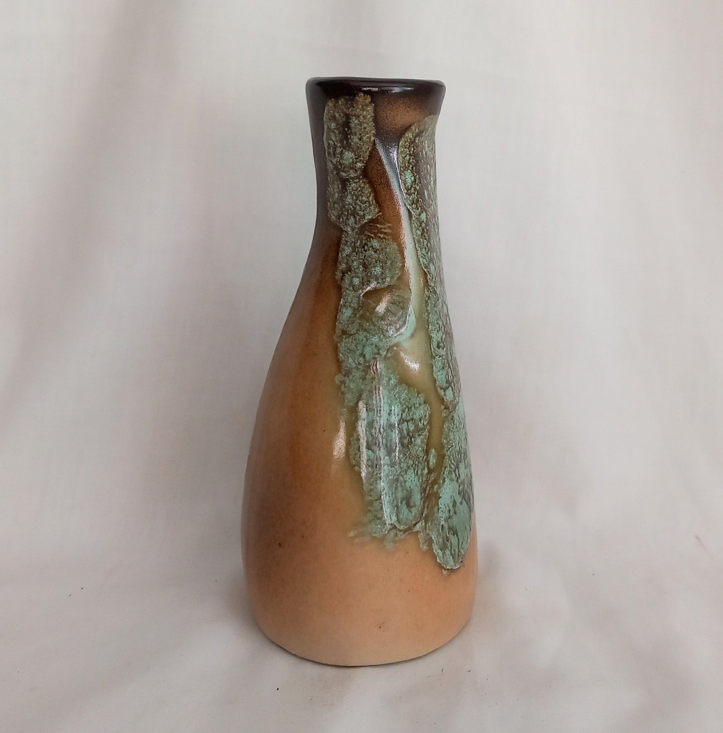 1980s brown & grey studio pottery vase with lava glaze