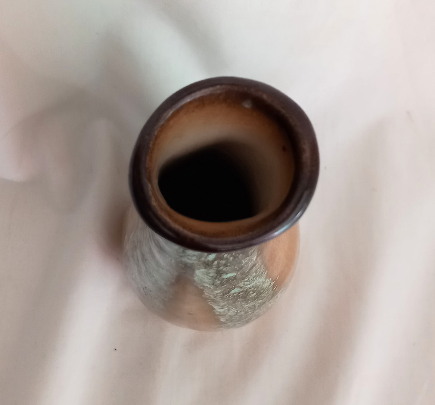 1980s brown & grey studio pottery vase with lava glaze