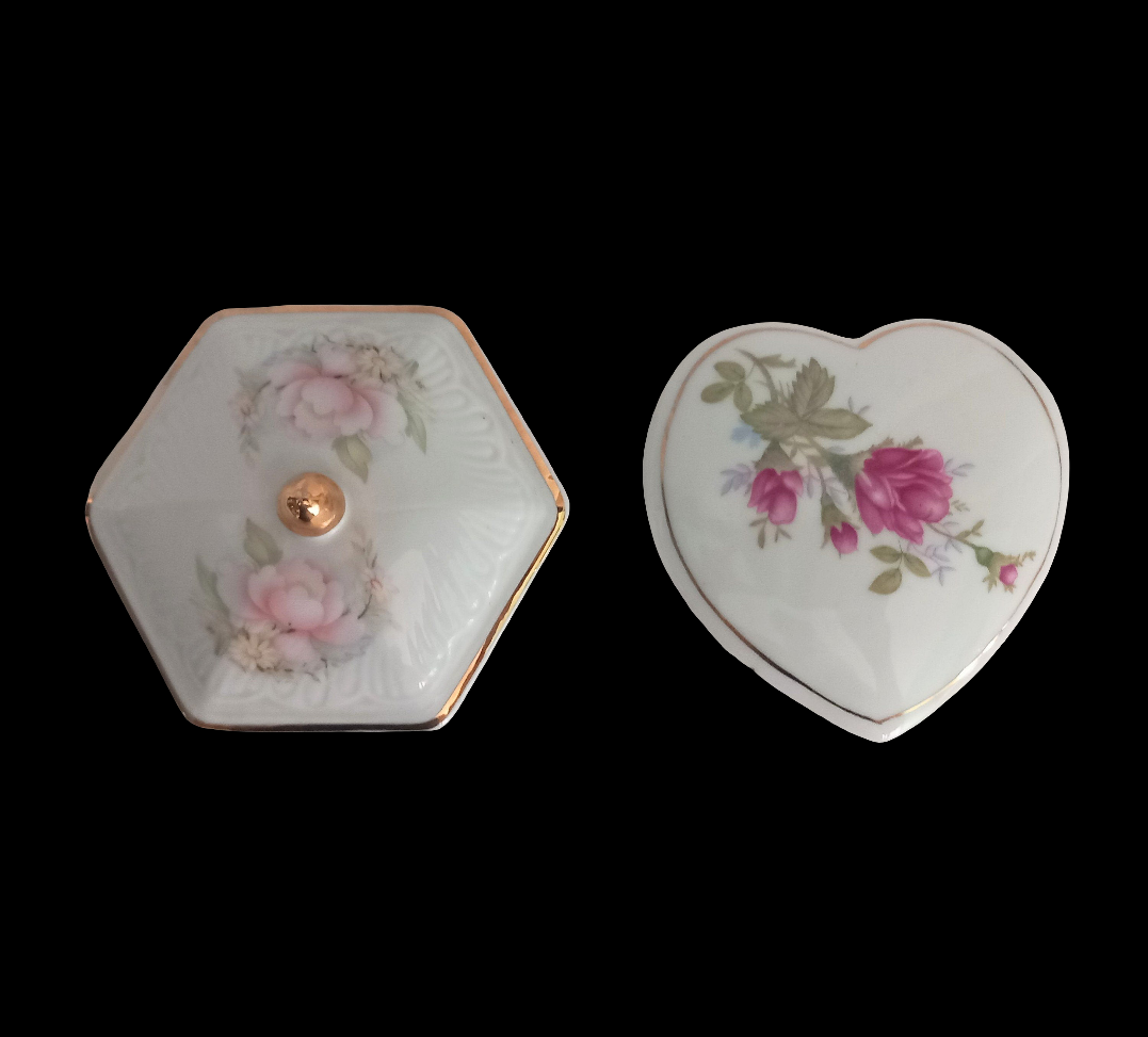 Diana Romania 1980s porcelain lidded trinket pots