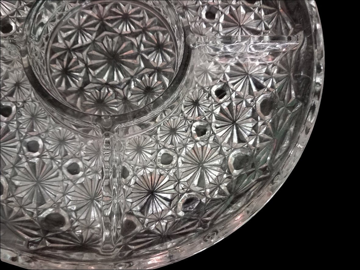 Vintage Clear Hobnail Pressed Glass 5 Section Hor D'Oeuvres Dish