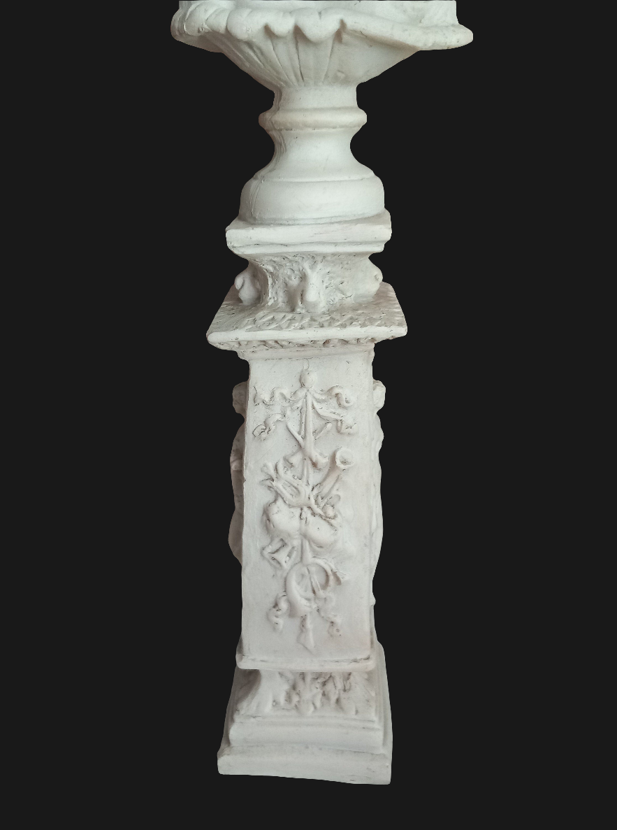 Classical Style White Plaster Female Bust On Plinth Statue
