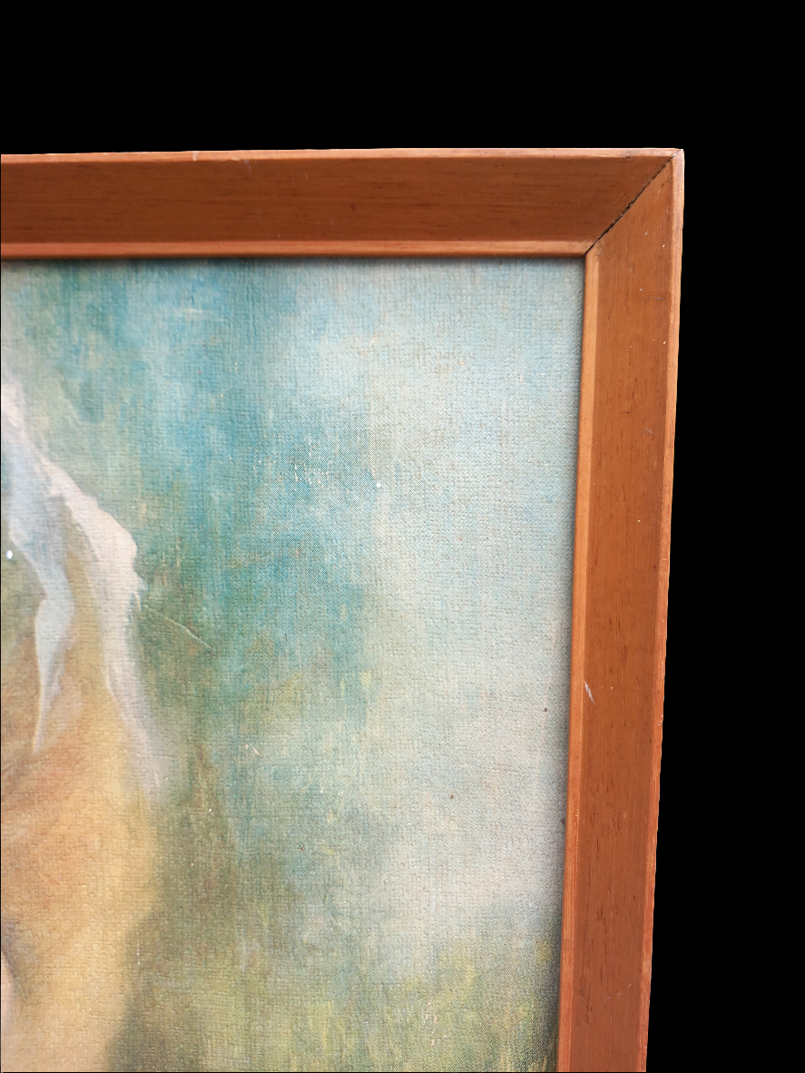 Framed Vintage Print 'Precious' By Gentilini 5332 Mid Century Wooden Frame 25"