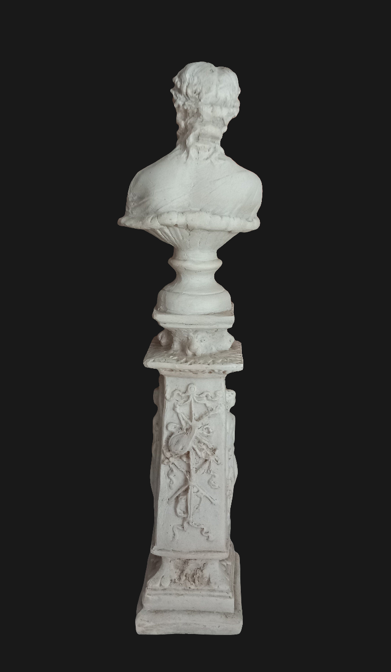 Classical Style White Plaster Female Bust On Plinth Statue