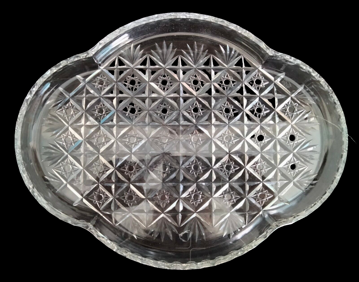 Webb cut crystal clear glass dressing table tray