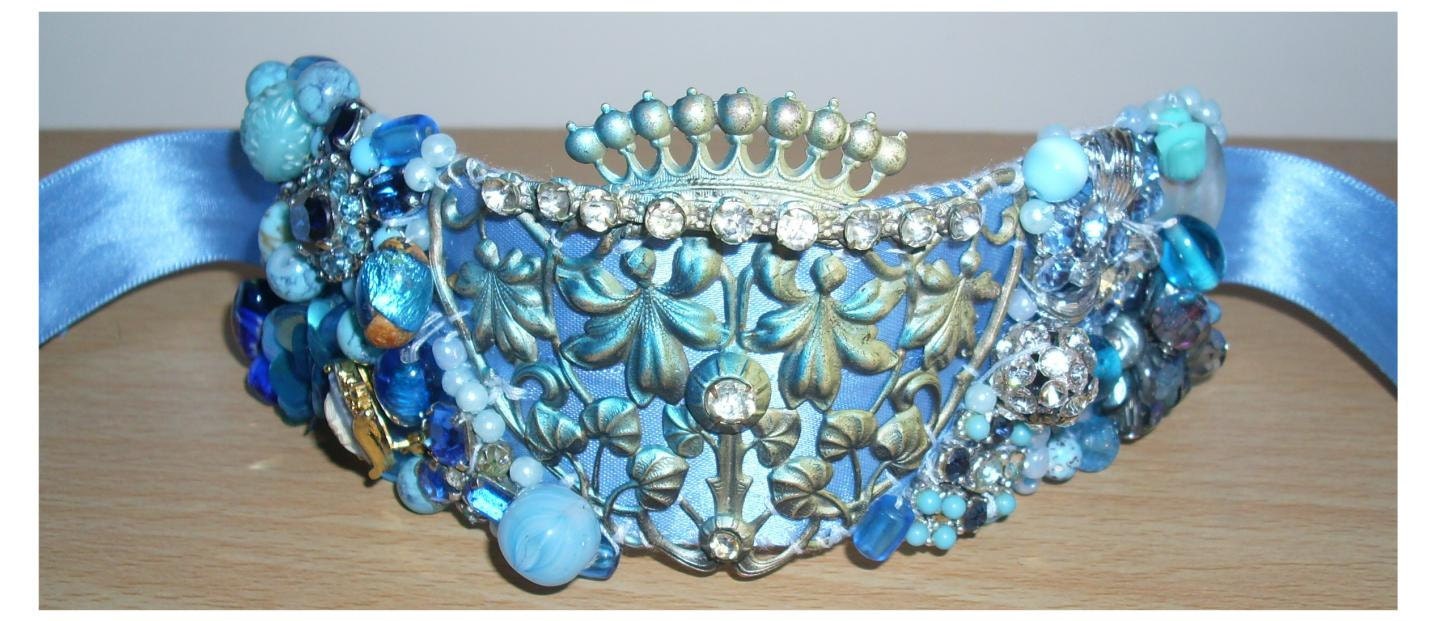 Hand made rhinestone and beaded statement cuff bracelet