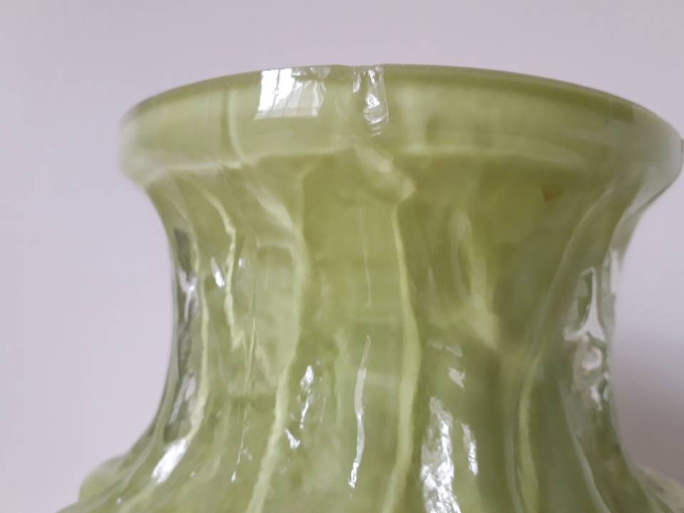 Mid century German Ingrid Glashutte lime green bark textured glass vase