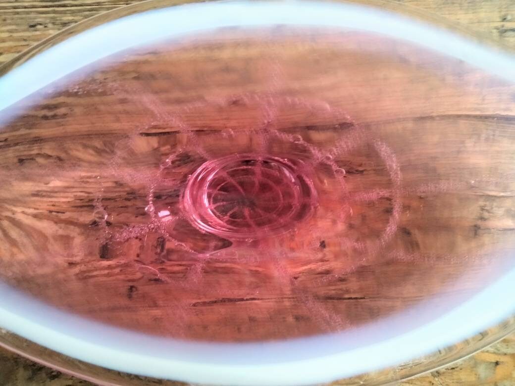 Large Bohemian Sklo pink glass bowl with bubble design