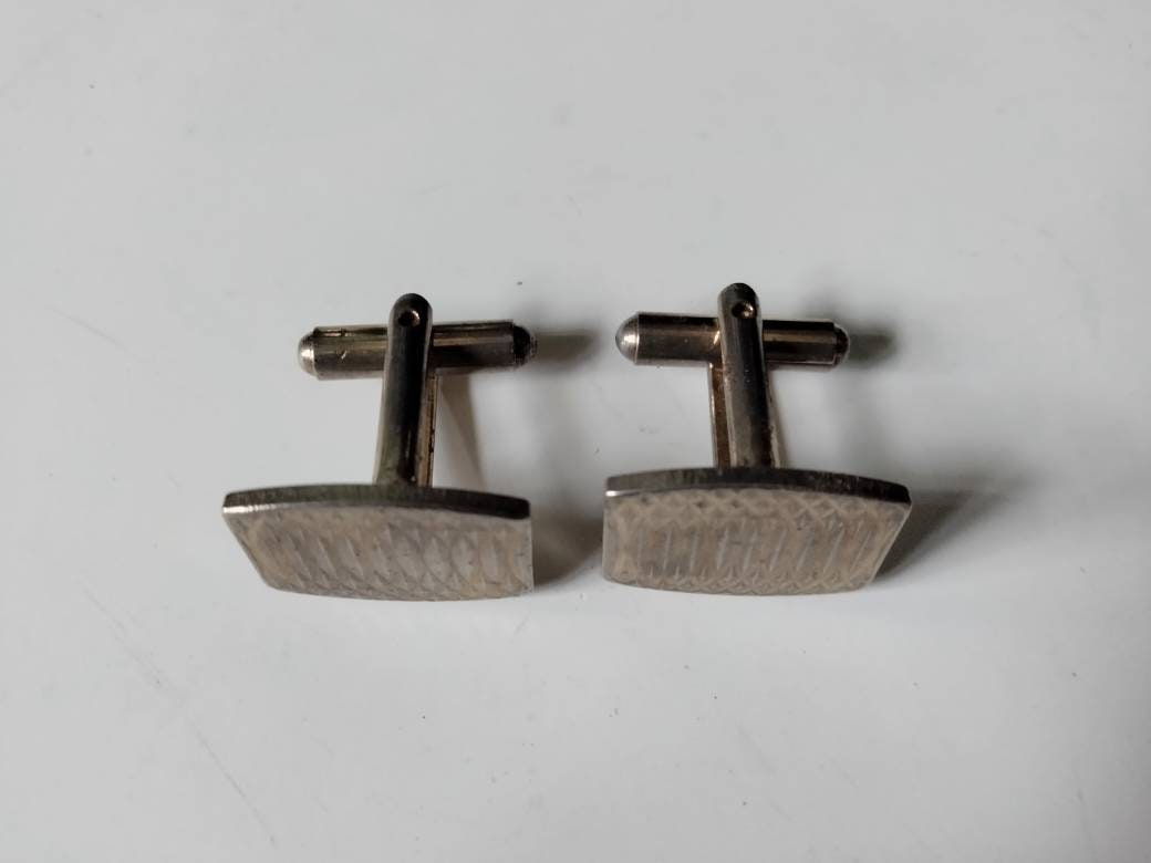 1970s gold plated engine turned geometric design cufflinks