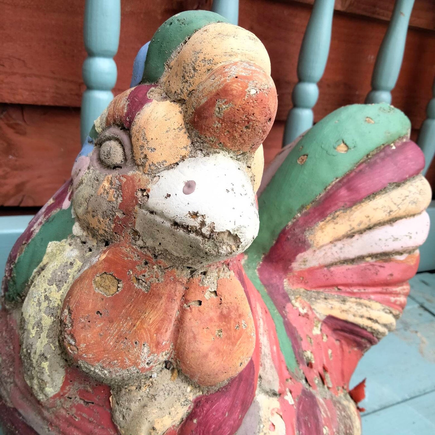 C1970s large painted composite stone chicken garden statue chicken