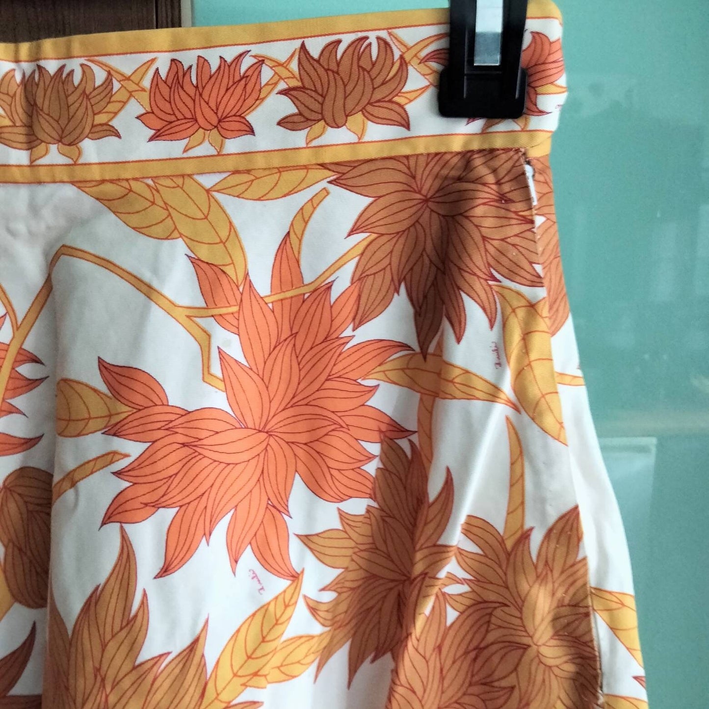 True vintage 1960s/70s Emilio Pucci yellow & orange autumn leaf flared skirt 8 10 12