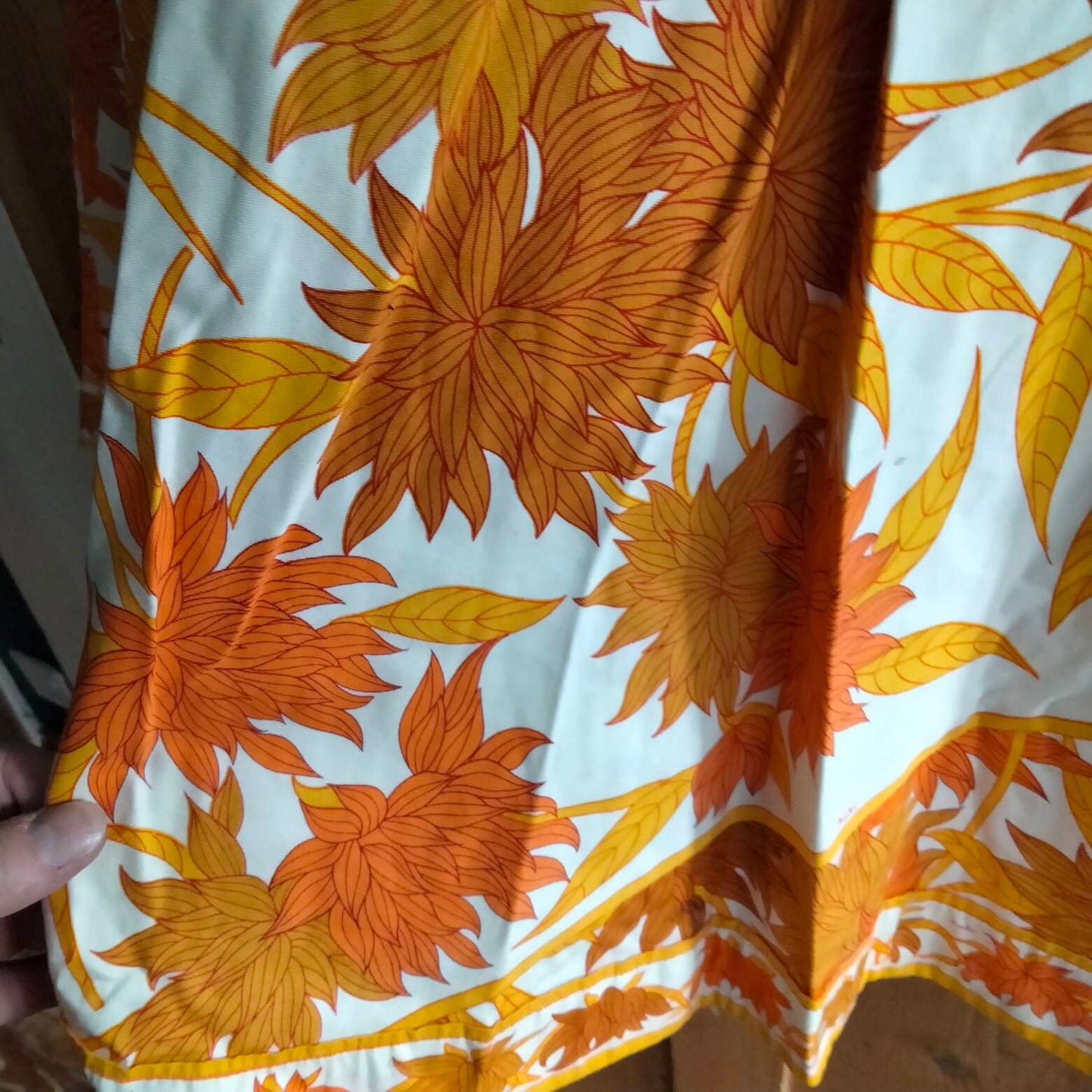 True vintage 1960s/70s Emilio Pucci yellow & orange autumn leaf flared skirt 8 10 12