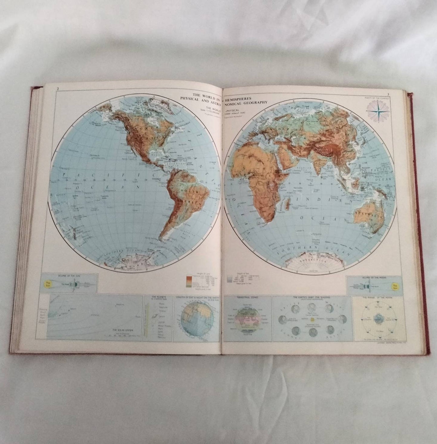 Vintage book Newnes Pictorial Knowledge Atlas with colour maps & illustrations
