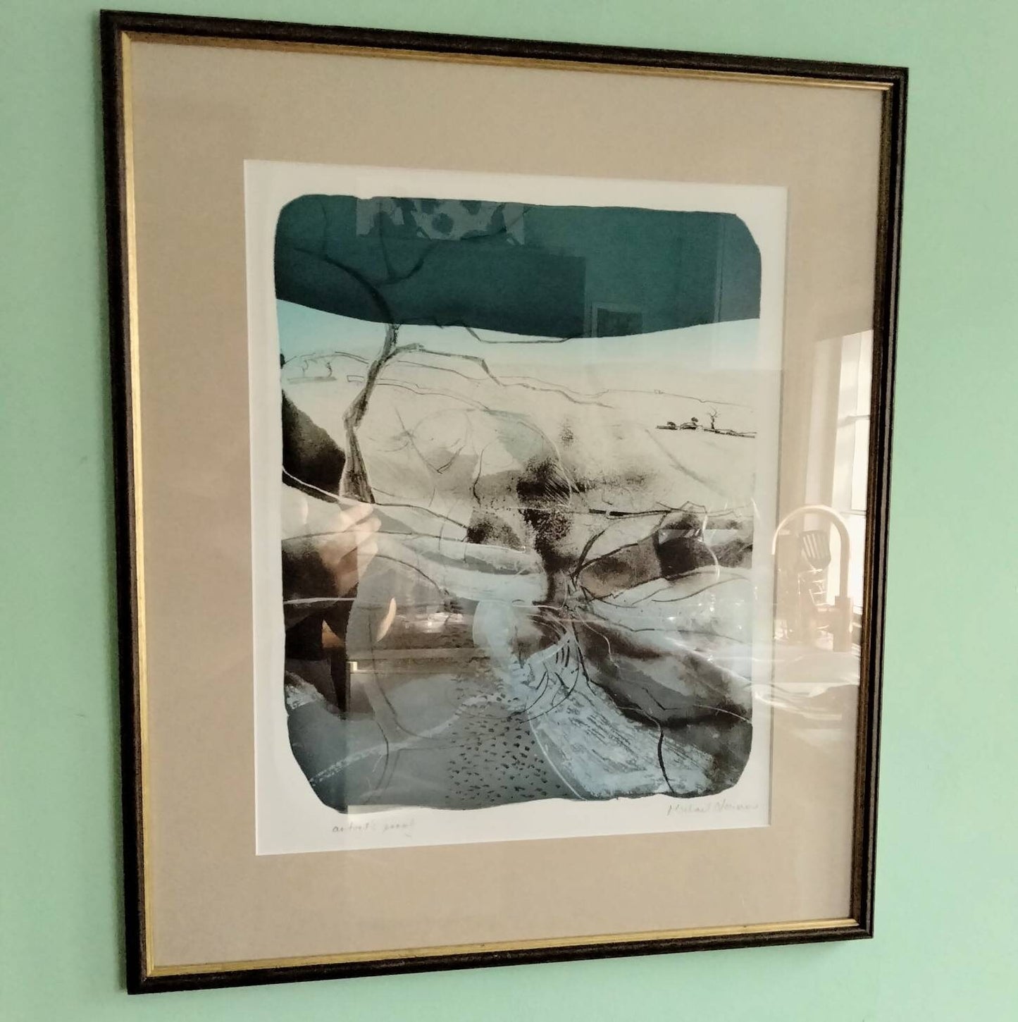 Vintage original artist's proof print of winter landscape Michael Norman 23"