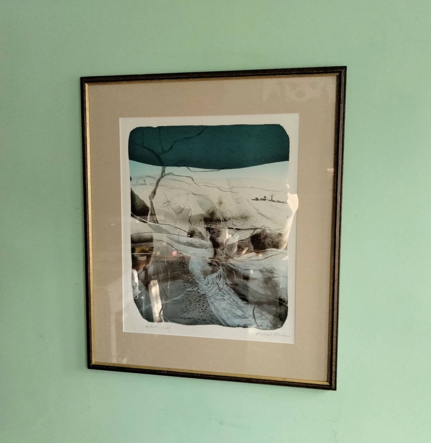Vintage original artist's proof print of winter landscape Michael Norman 23"