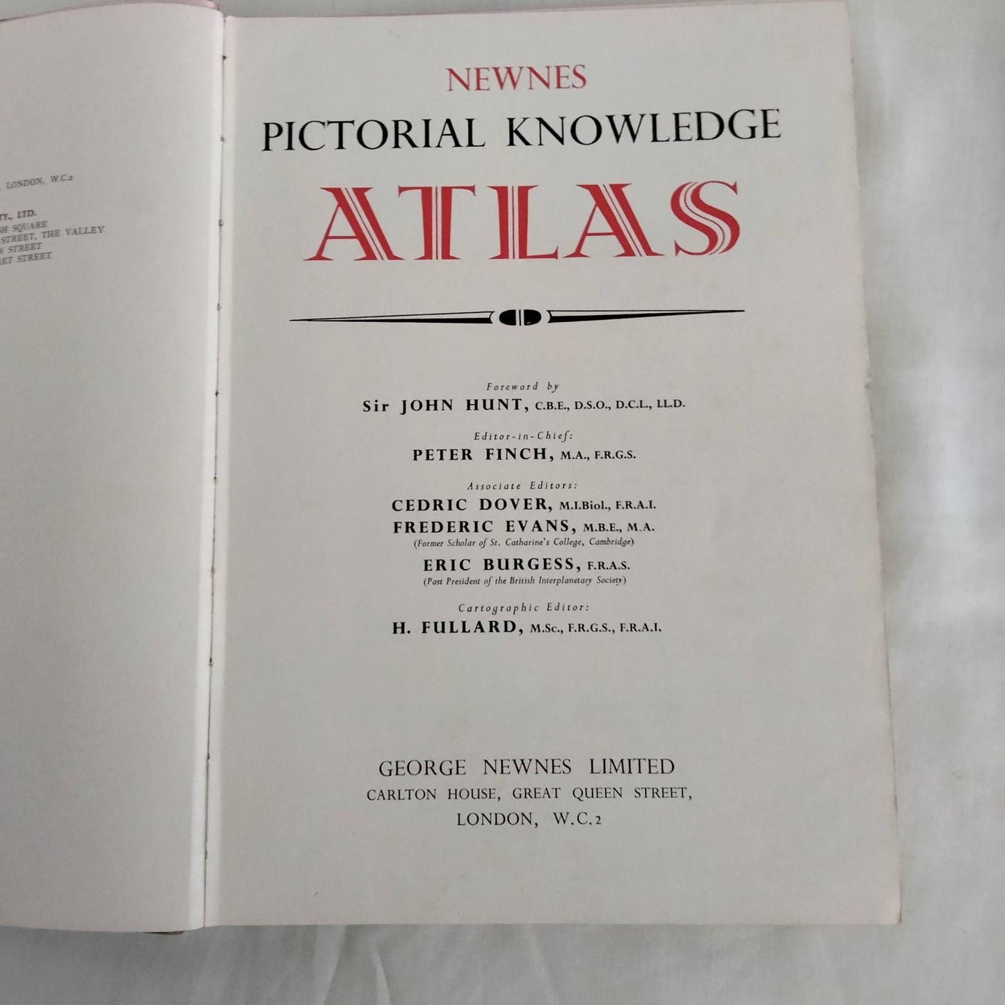Vintage book Newnes Pictorial Knowledge Atlas with colour maps & illustrations