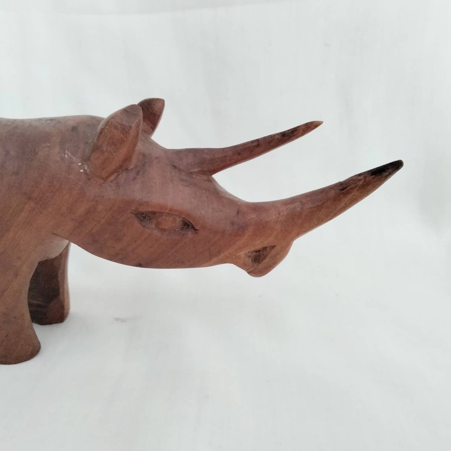 1970s hand carved teak wood rhinoceros statue