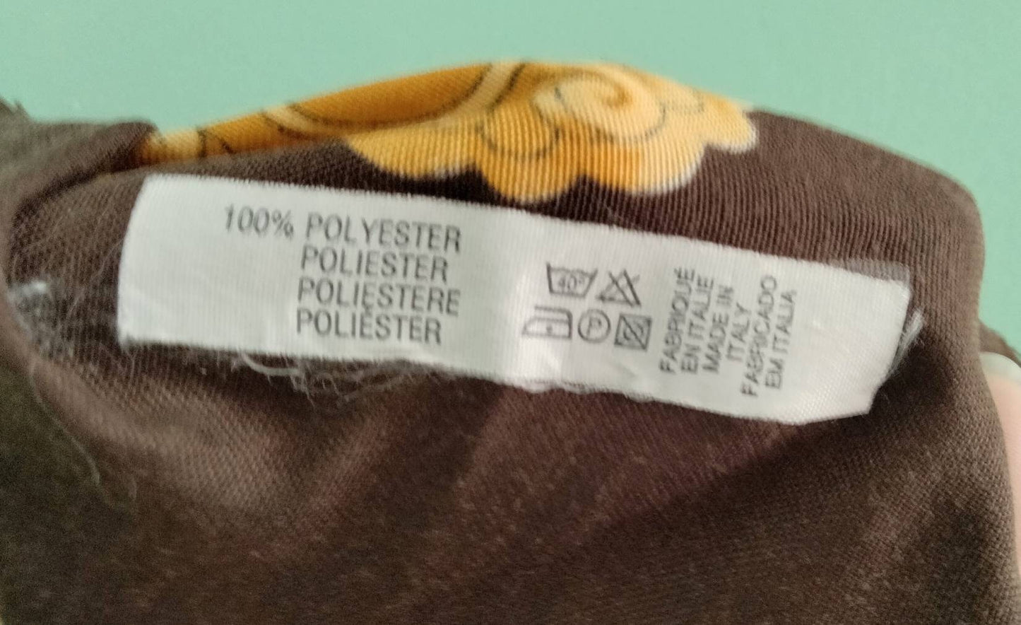 1980s brown & gold leopard & chain print large square scarf 46"