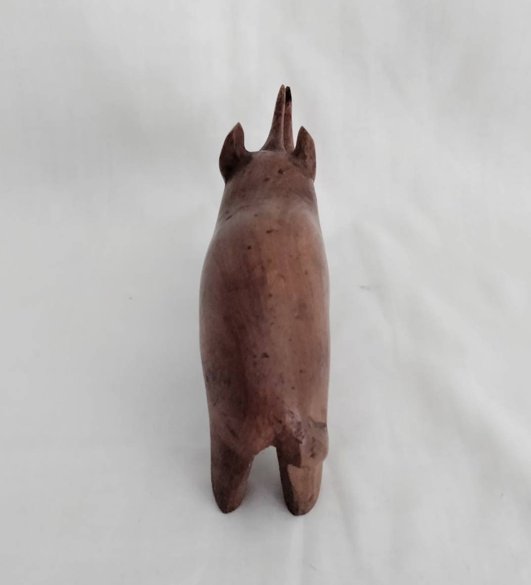 1970s hand carved teak wood rhinoceros statue