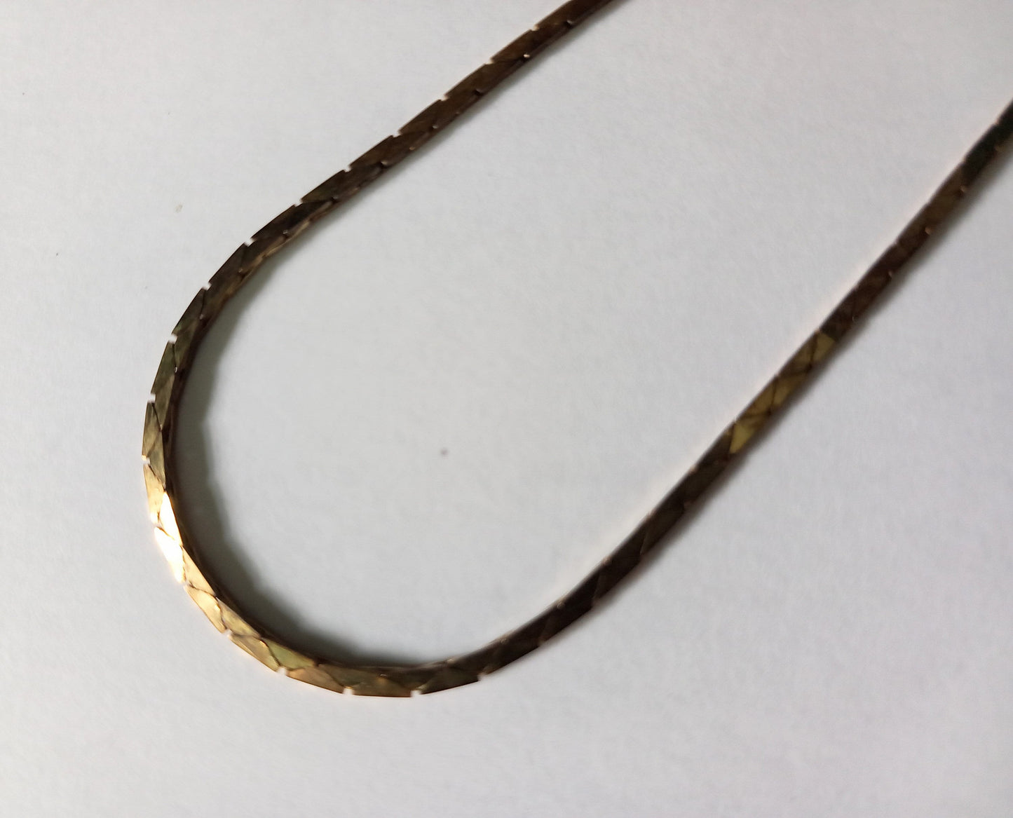 1980s goldtone flat snake chain necklace and bracelet set