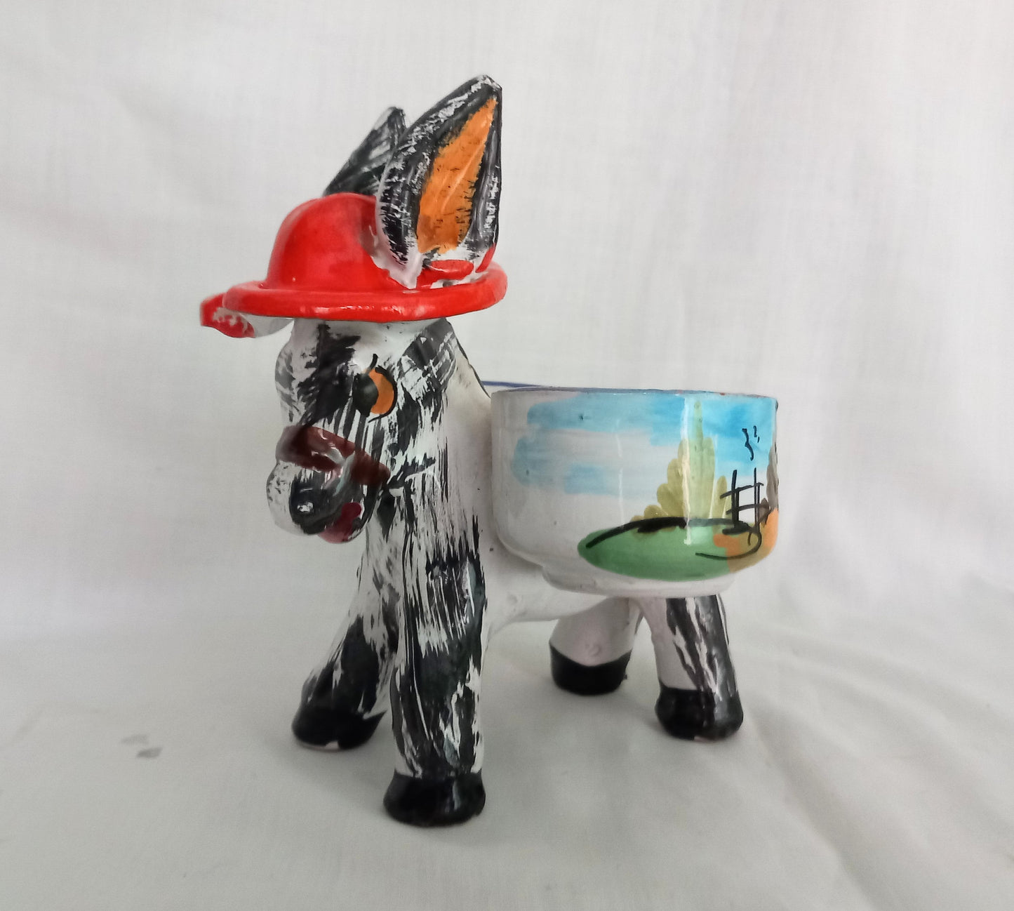 1980s Hand Painted Donkey Succulent Plant Pot