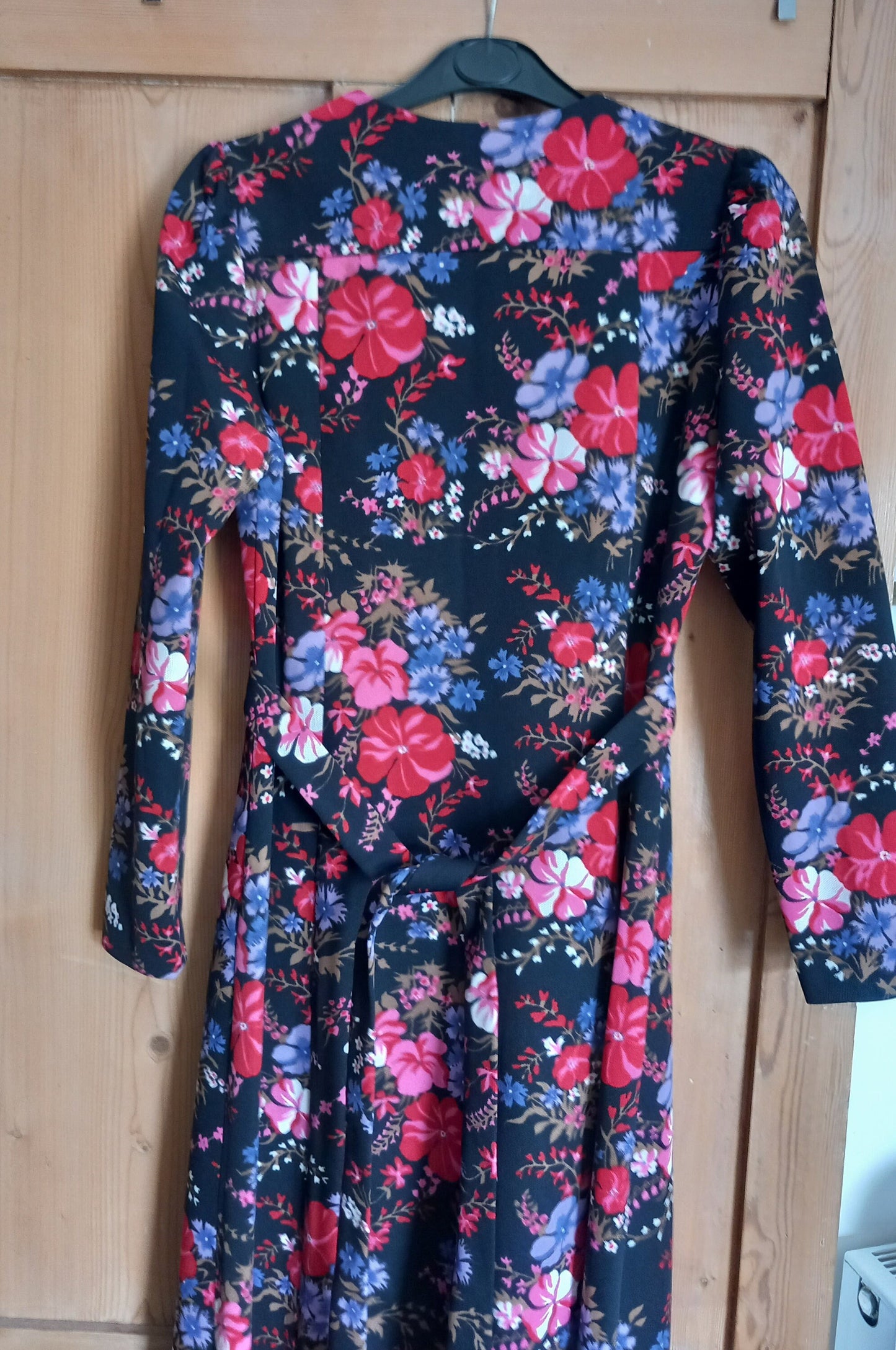 1970s Pink, Red & Purple Flower Maxi Dress 12