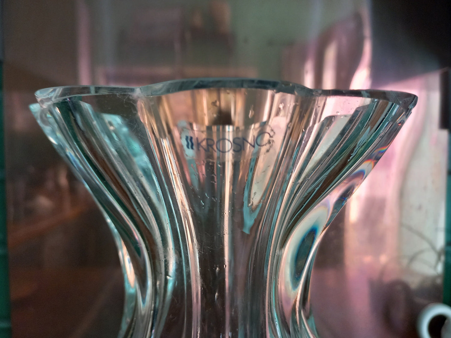 Late 20th century Krosno, Poland heavy clear glass footed vase