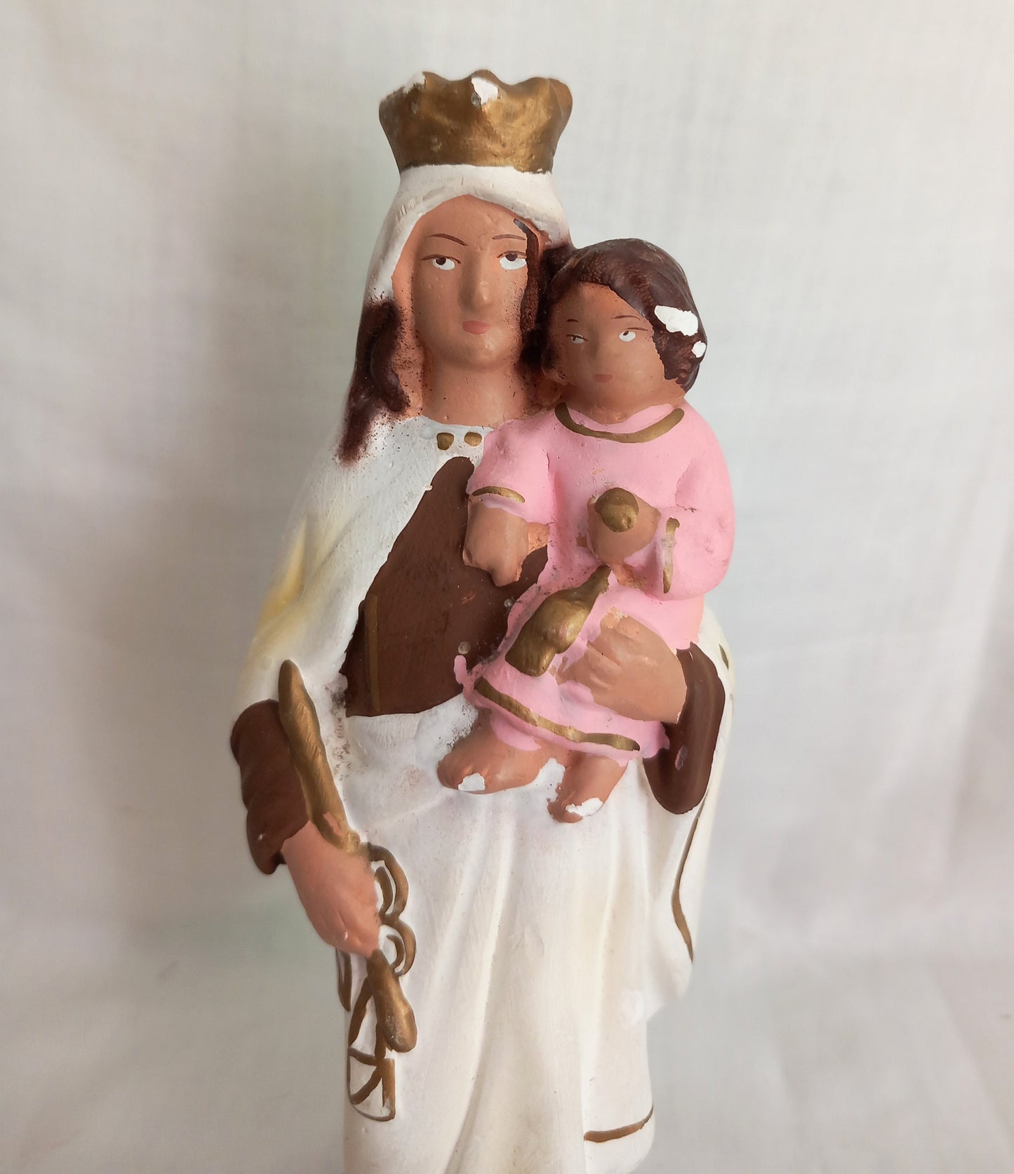 Vintage plaster Madonna and child statue religious Icon