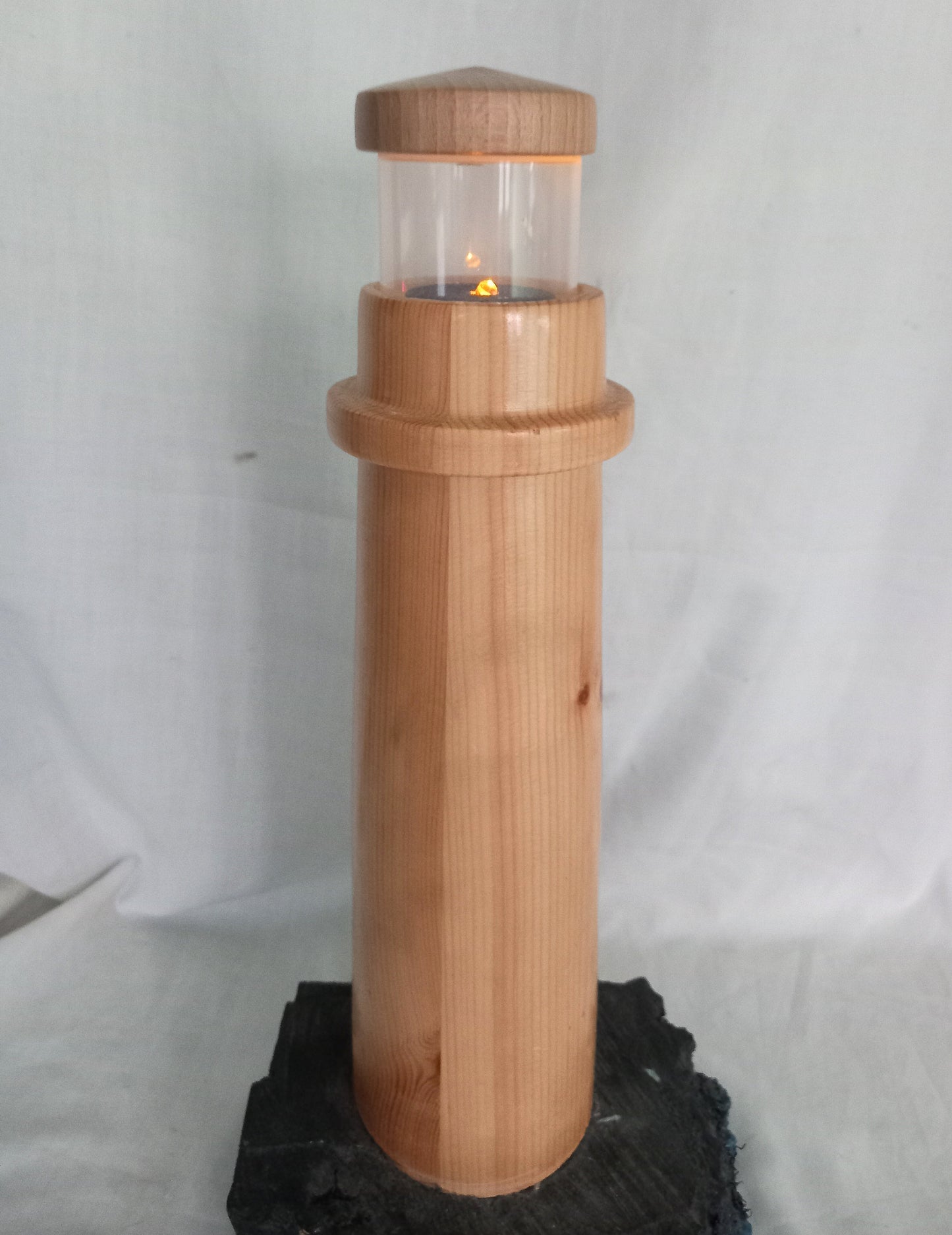 Hand Made Real Wood Lighthouse Accent Lamp