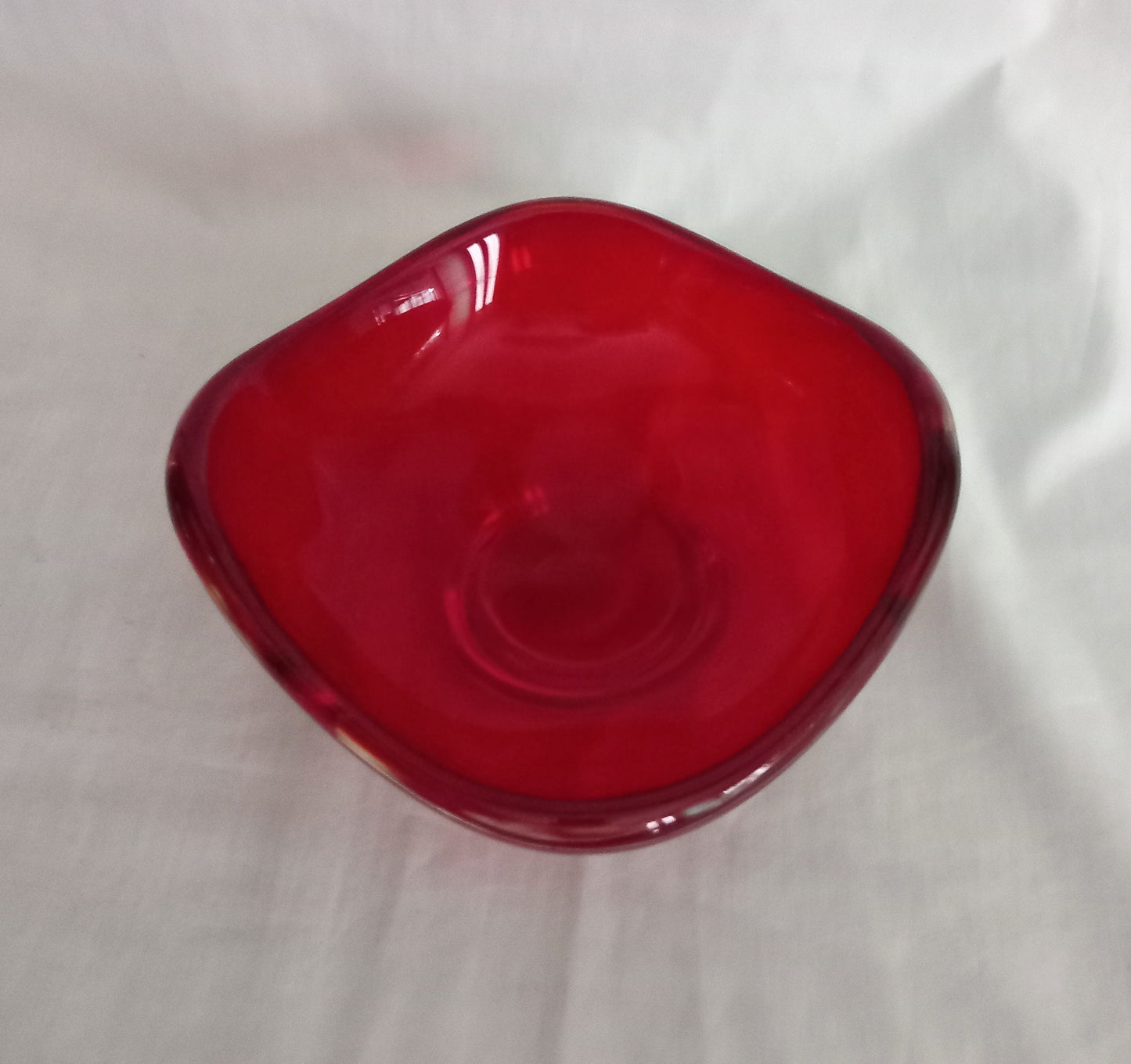 Mid Century Whitefriars Ruby Red Cased Glass Bowl By Geoffrey Baxter