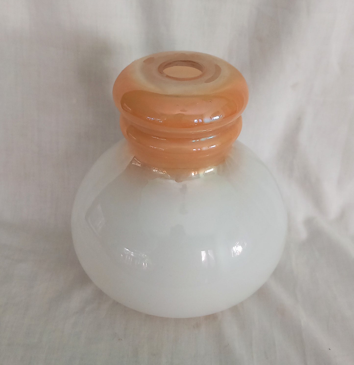 Mid Century White & Brown Lustre Glass Pendant Light Shade 8"