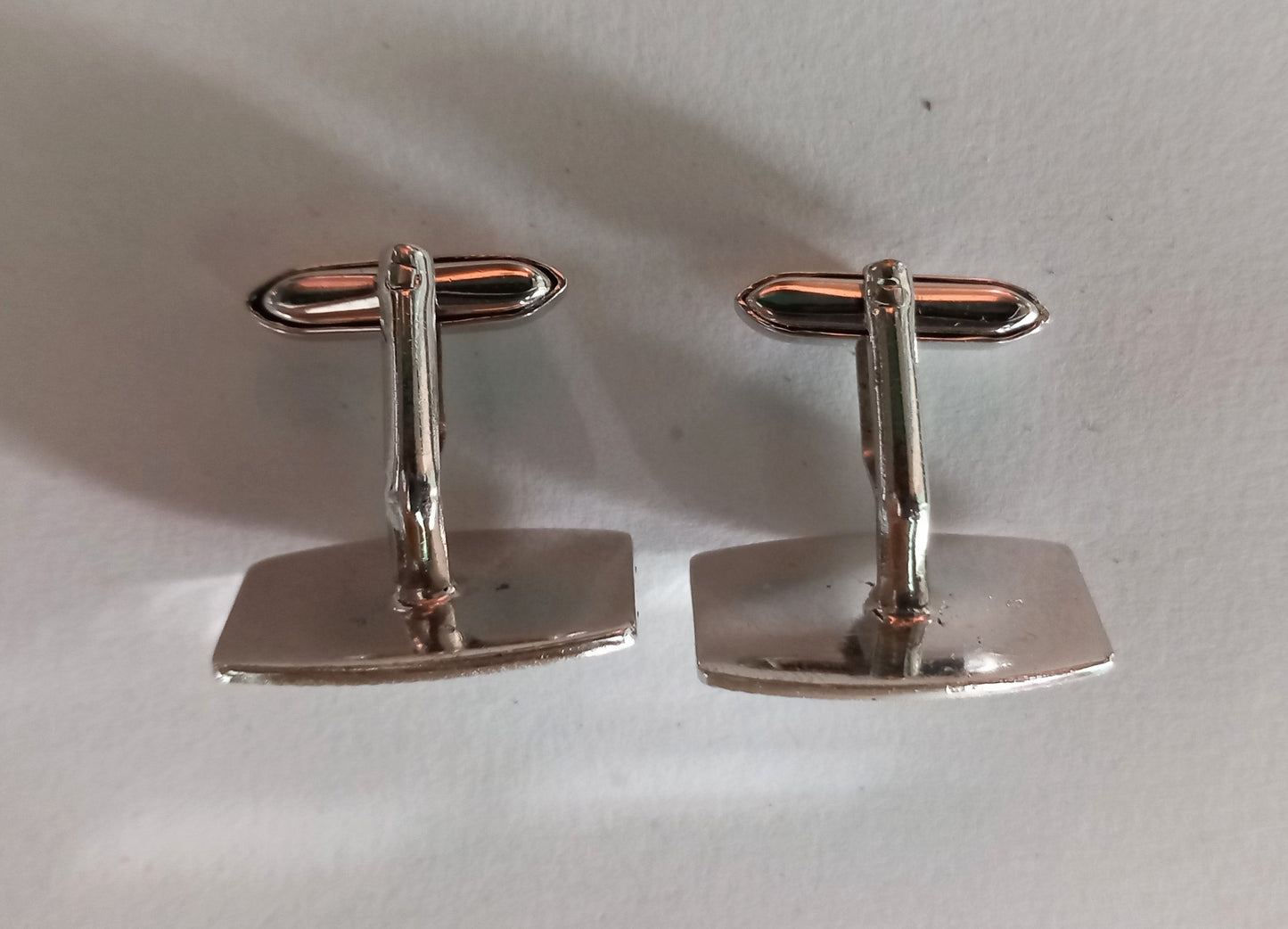 1970s silvertone textured rectangular geometric design cufflinks