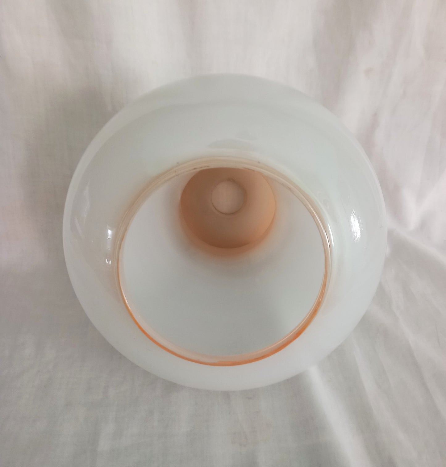 Mid Century White & Brown Lustre Glass Pendant Light Shade 8"