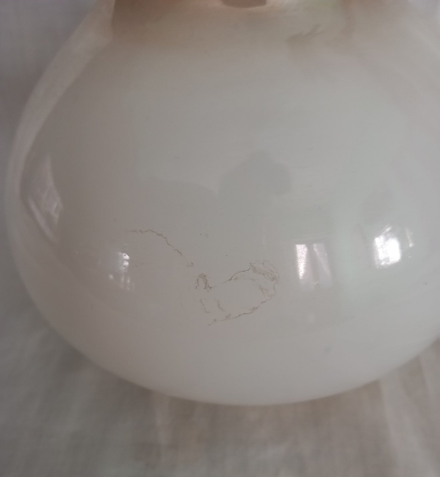 Mid Century White & Brown Lustre Glass Pendant Light Shade 8"